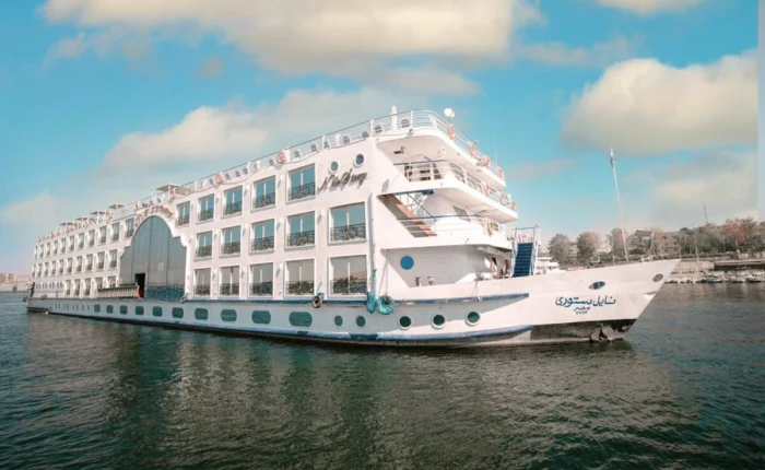 A breathtaking view of the Nile River during a scenic cruise at sunset.