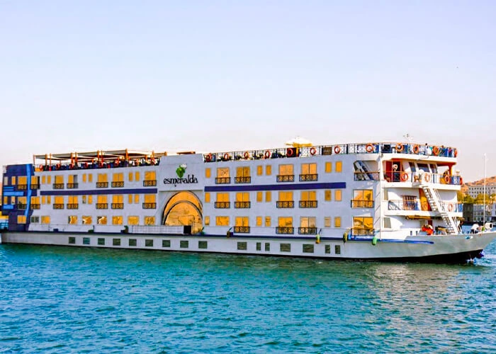Luxury cruise ship Esmeralda on the Nile River in Egypt.