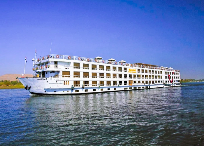 Iberotel Crown Emperor Cruise ship docked at sunset