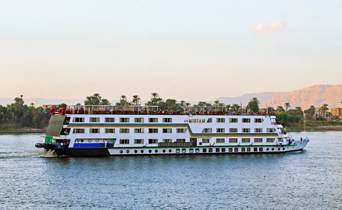MS Miriam Cruise ship sailing on calm waters.