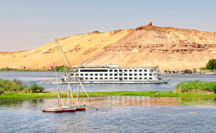 Luxurious cruise on the Nile River with scenic views.