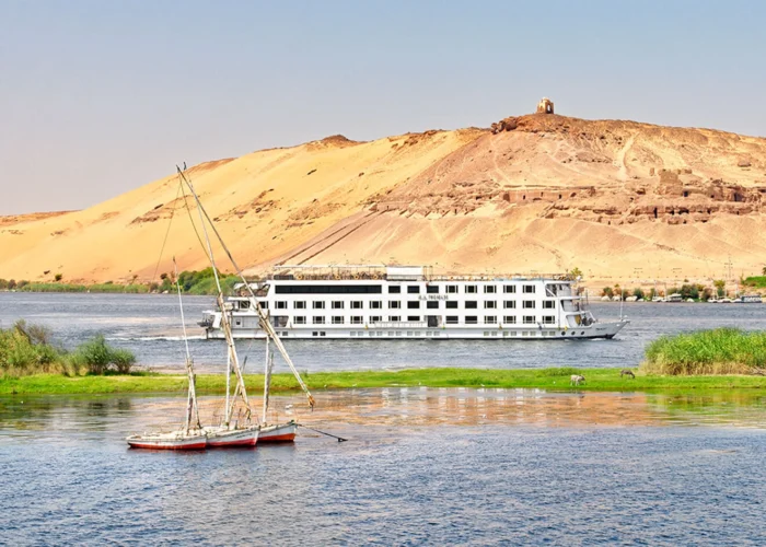 Luxurious cruise on the Nile River with scenic views.