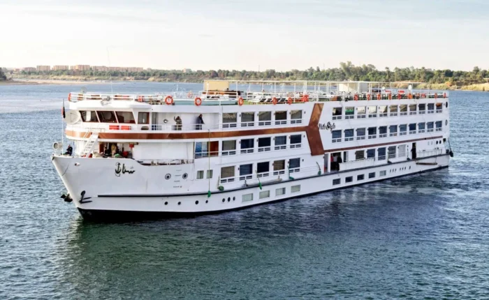Luxurious Nile cruise boat sailing on the river with stunning views.