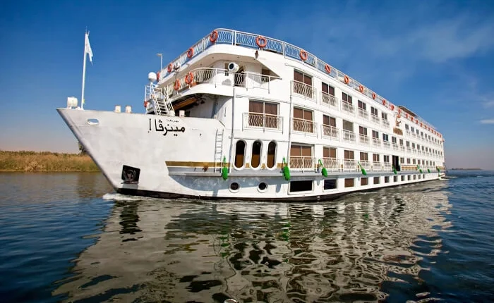Luxurious Steigenberger Minerva cruise ship on the Nile River in Egypt.