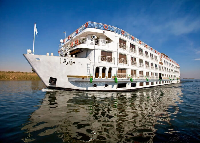 Luxurious Steigenberger Minerva cruise ship on the Nile River in Egypt.