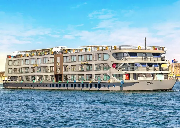 A scenic view of the Nile River during a cruise in Egypt.