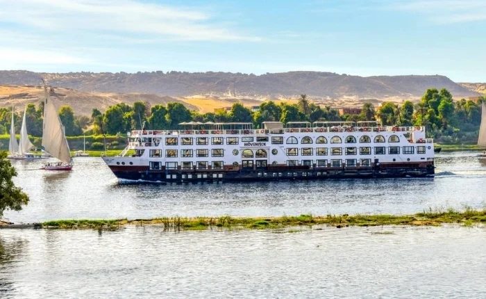 Luxury cruise ship Mövenpick MS Sun Ray on the Nile River.