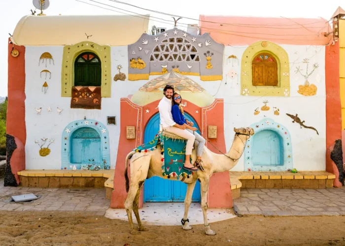A-wonderful-photo-of-the-couple-from-inside-the-Nubian-village-in-Aswan Nubian Village Aswan: Complete Guide to Egypt's Living Nubian Culture